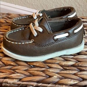 Brown toddlers/infants slip on boat shoes
